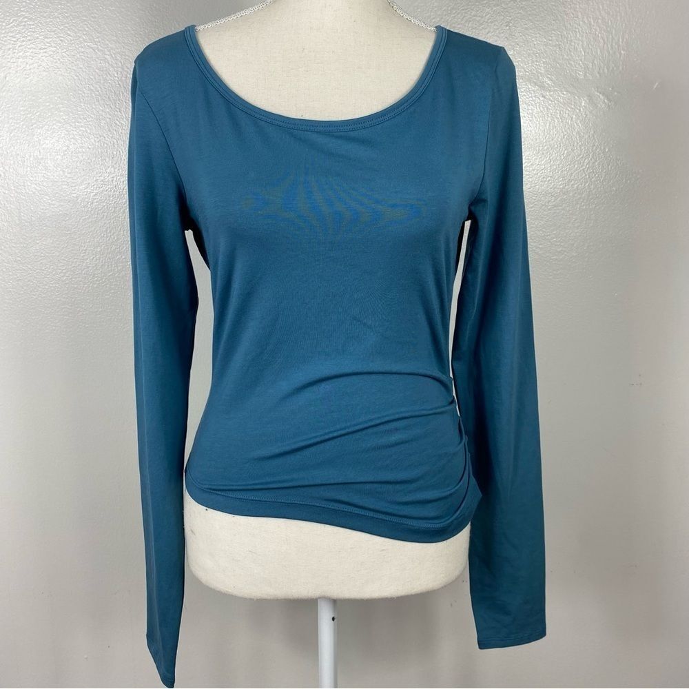 Peruvian Connection scoop neck one side ruched top Sz S
